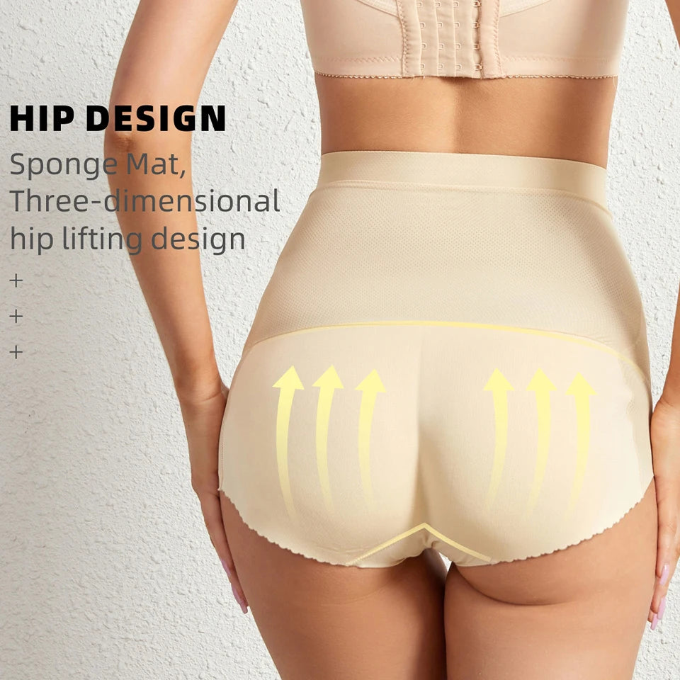 S-2XL High Waist Women Girls Underwear Slimming Tummy Control Body Shaper Fake Ass Butt Lifter Briefs Lady Sponge Padded Butt Push Up Panties Female Ladies High Quality Fashion Underwear Supplies