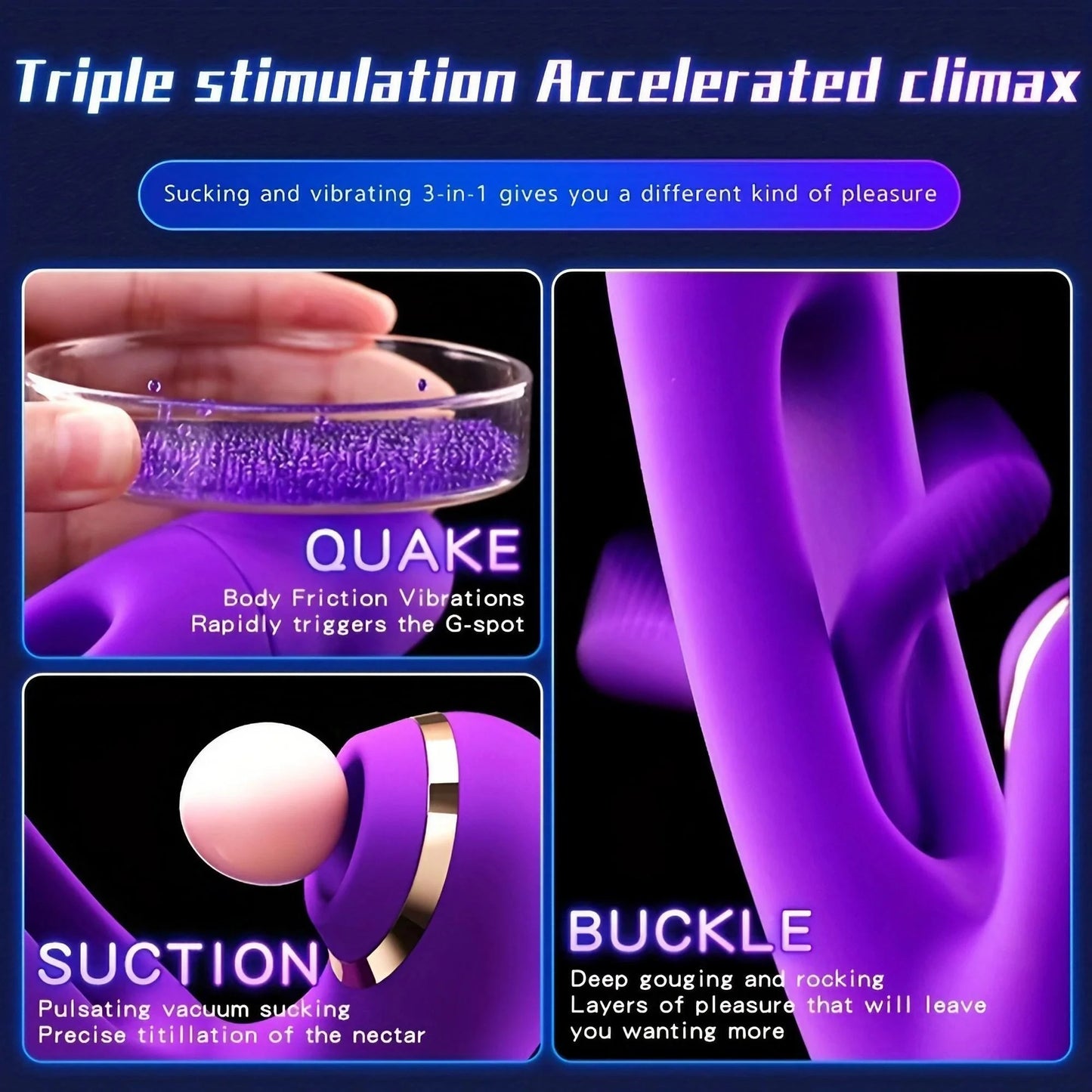 3 in 1 Female Automatic Sucking Vibrator G-spot Massager Vaginal Pleasure Waterproof Vibrator Adult Sex Toys for Couples Sex