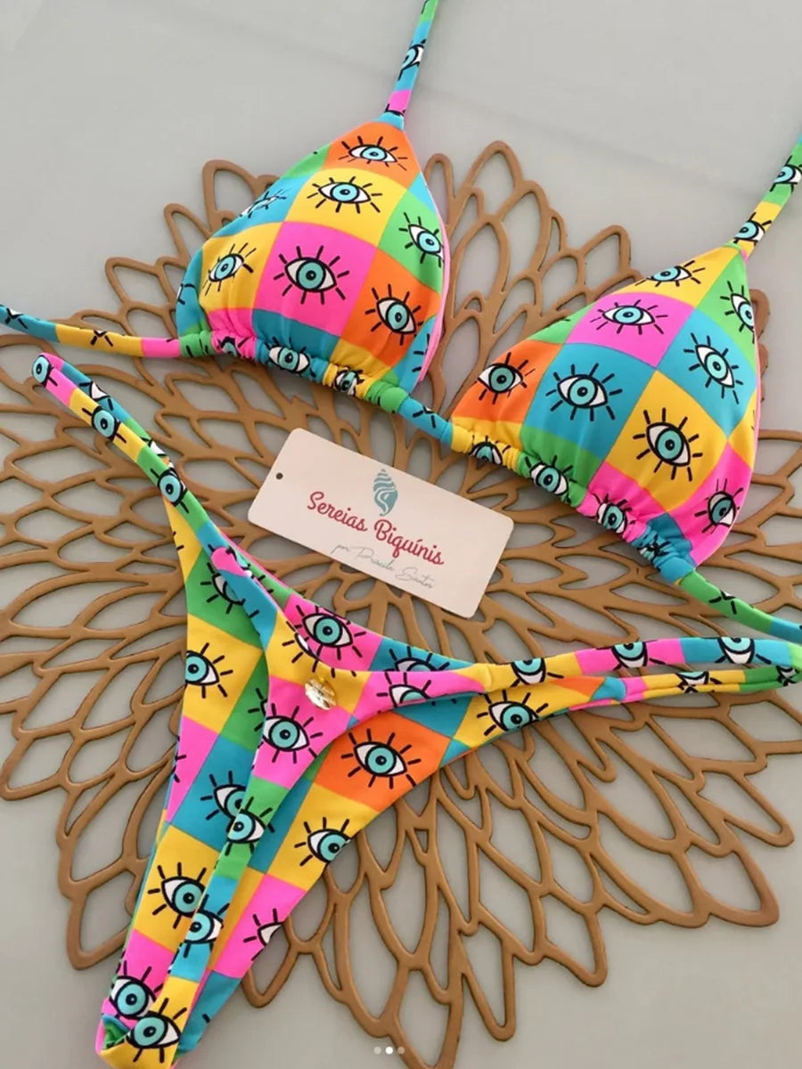 Micro Bikinis 8 Colors Women Swimsuit New Sexy Swimwear Halter Bikini Set Brazilian Biquini Female Thong Beachwear Party Wear