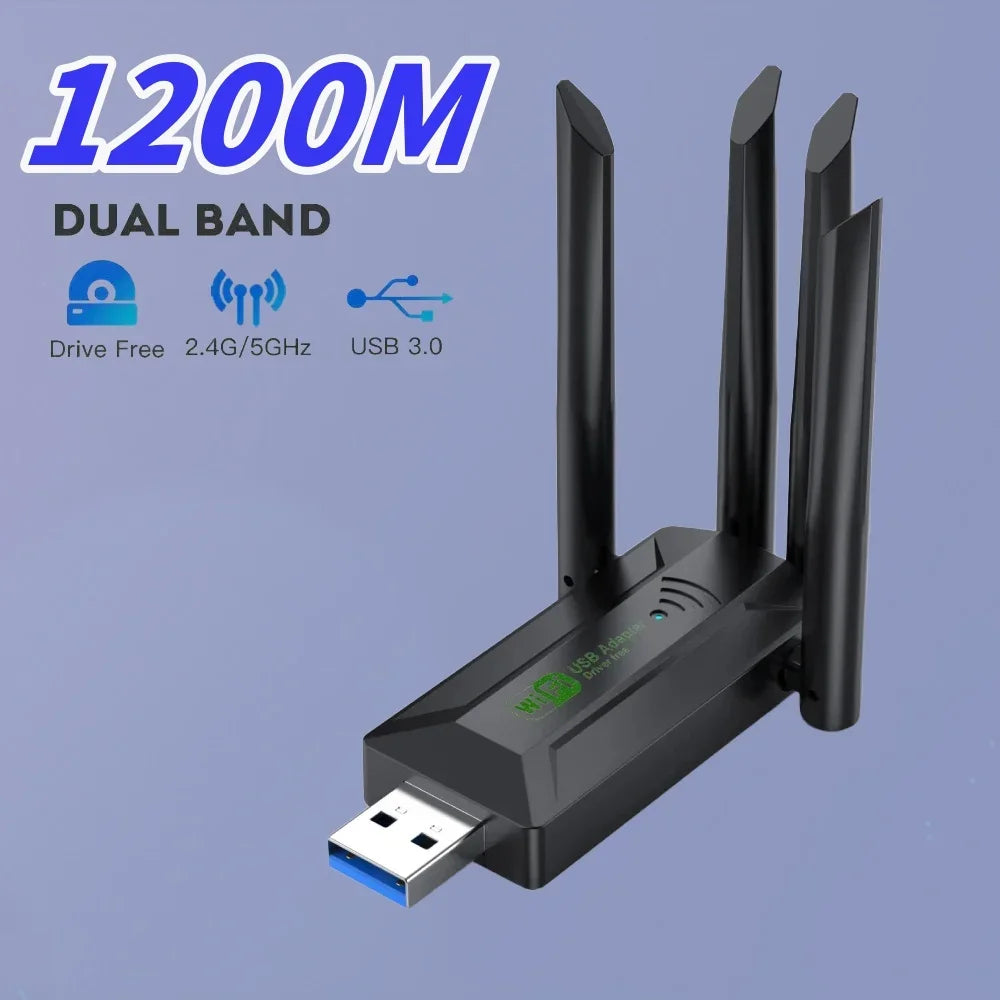 1200Mbps Wi-Fi Wireless USB Adapter Dual Band Wi-Fi Dongle With 4 Antenna USB3.0 High-Speed Network Card Receiver for Office Home