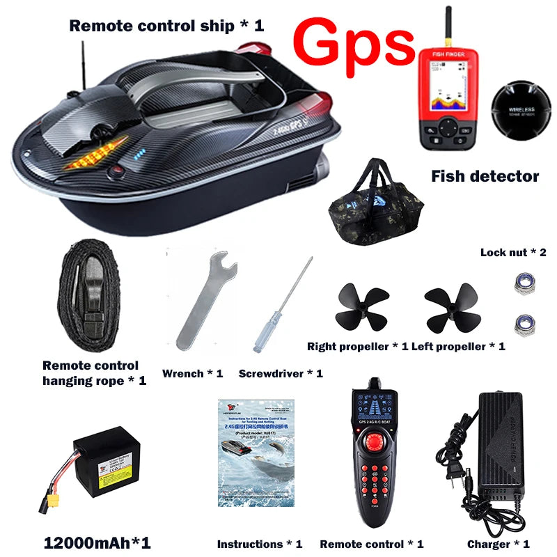 817 GPS BAIT BOAT Voice Announcements 500m 20000mAh Sonar Load 3KG Automatic Cruise Return Dual Motor Fish Finder Independent Control of Silo Ocean Lake River Professional Fishing Supplies