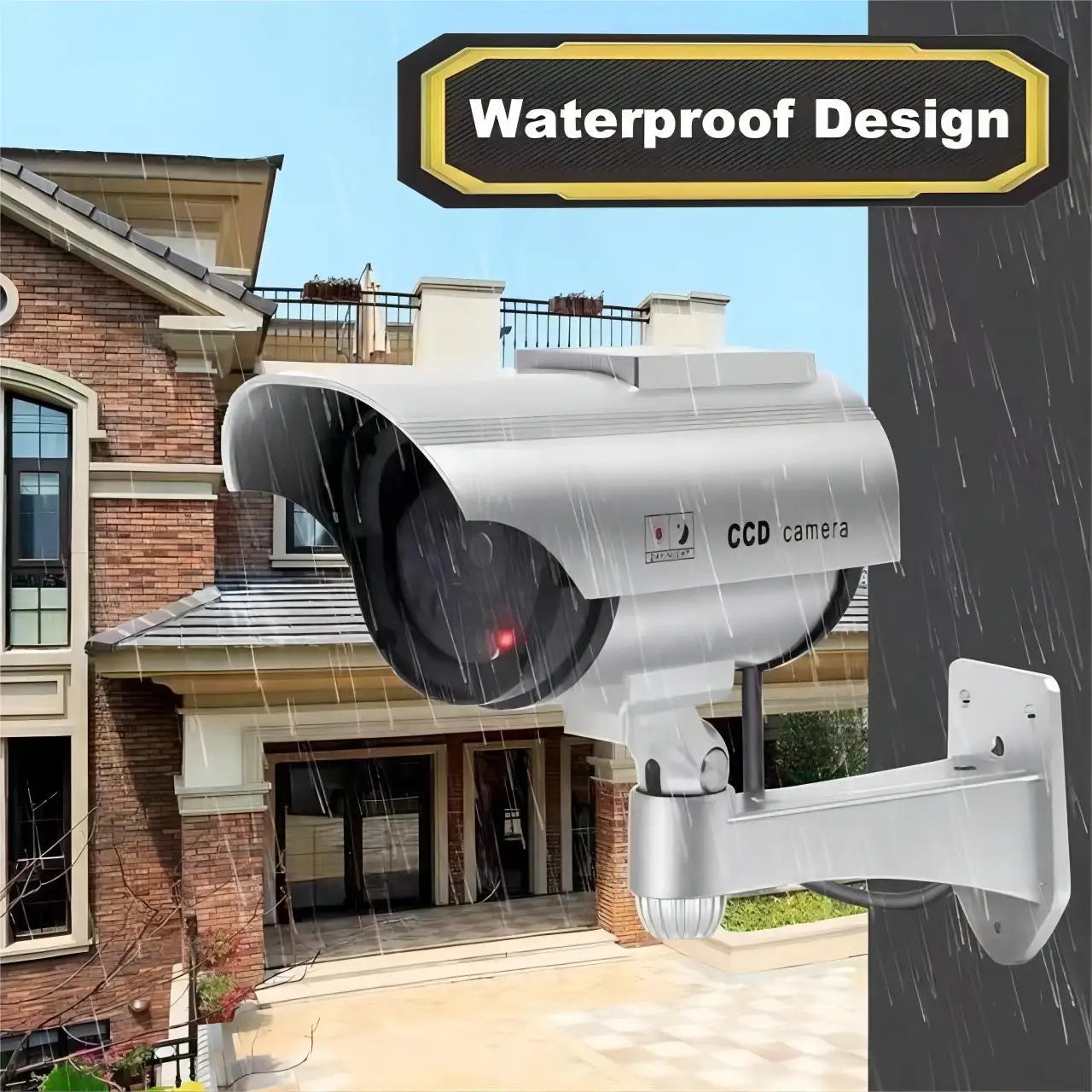 Solar Powers Dummy Security CCTV Camera Indoor Outdoor For Home and Office Surveillance Flashing LED Red Light Waterproof