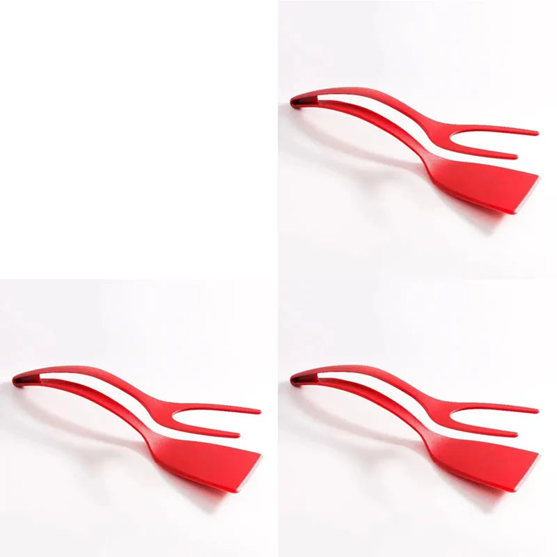 4 PCS Set 5 Colors  Egg Flipper Spatula Grip And Flip Spatula Tongs Silicone Egg Flipper Tool Fish French Toast Tongs Non-Stick Cooking Accessories Kitchenware Tools