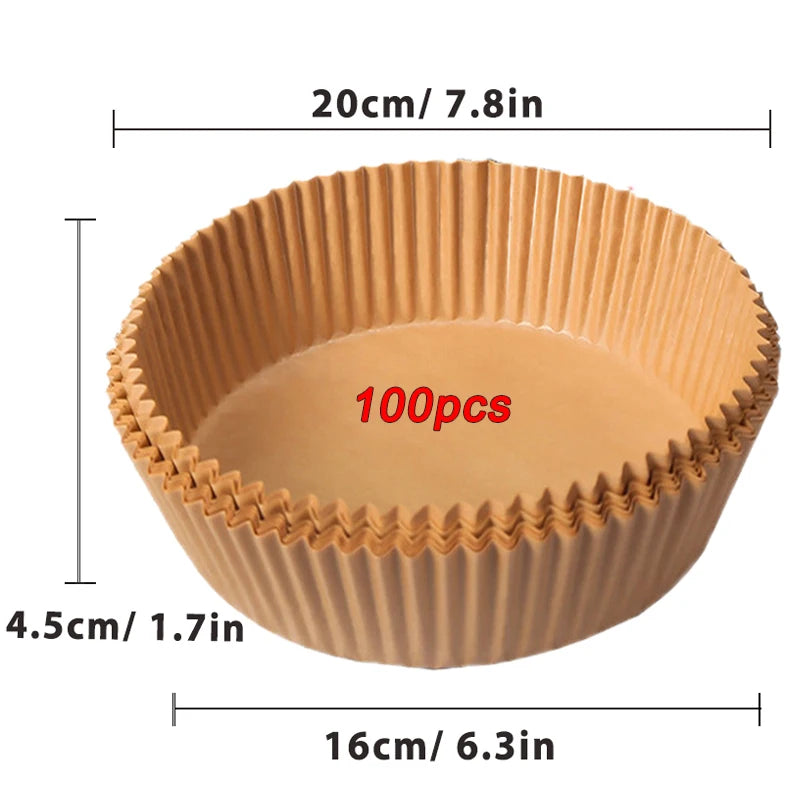 NEW Arrivals 100PCS Set Air Fryer Disposable Paper Non-Stick Air Fryer Baking Paper Plates Round Air-Fryer Paper Liners Paper Kitchen Accessories