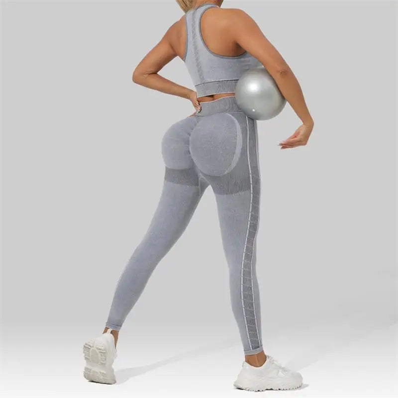 2 PCS Set Outdoor Quick-Drying Yoga Wear Set, Women's Sports Bras and Long Pants, Yoga Cycling, Running and Fitness Workout Wear Female Sports Apparel Clothing Supplies
