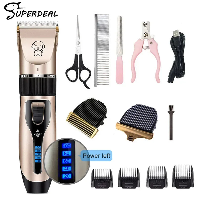 Cordless Rechargeable Professional Dog Clipper Dog Hair Clippers Grooming (Pet/Cat/Dog/Rabbit) Haircut Trimmer Shaver Set Pets