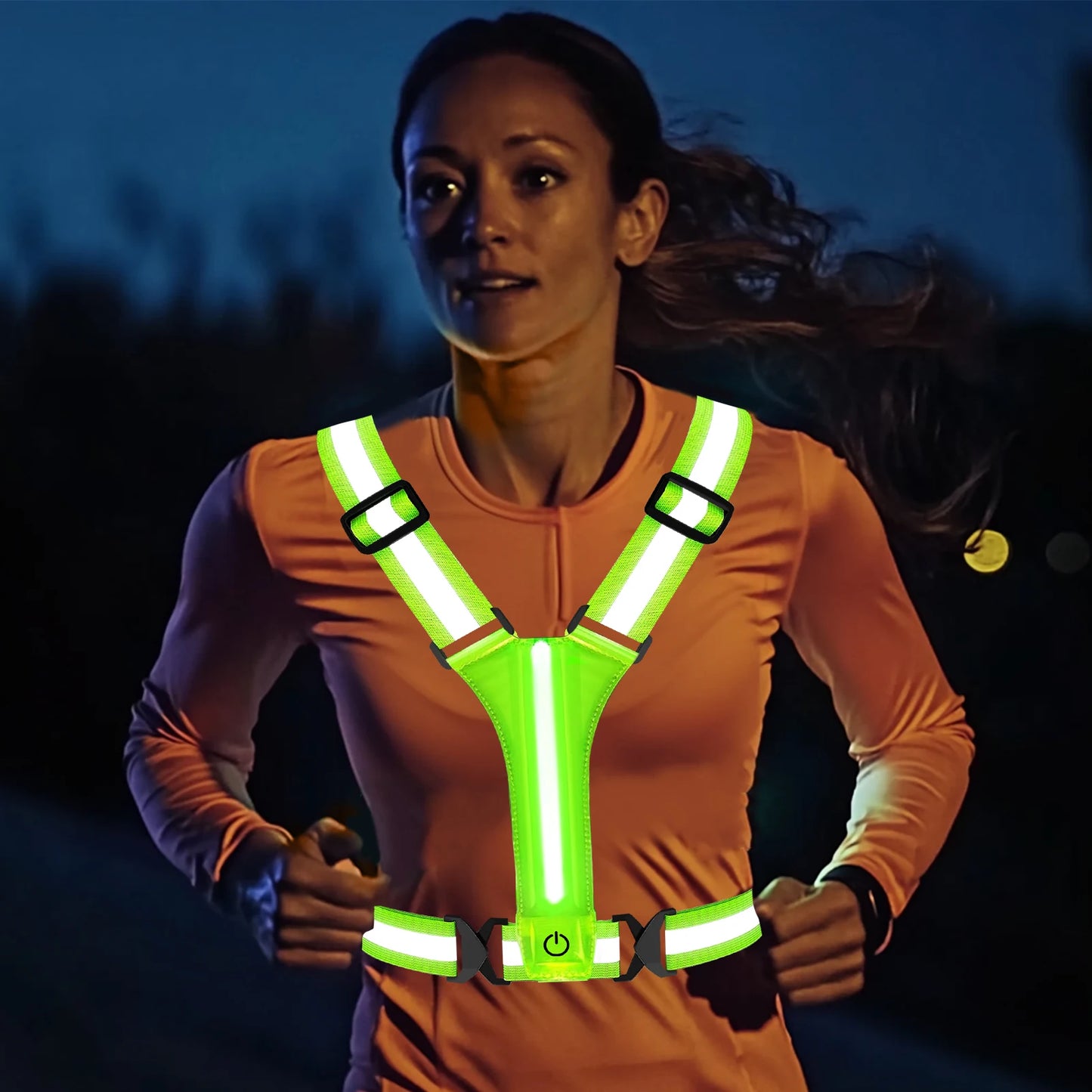 2 PCS Set 3 Colors Adjustable Reflective Security Vests Safety High Visibility Rechargeable Running Cloth For Outdoor Night Runners Cycling Sports