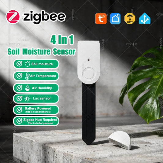 APP Control TUYA Zigbee Smart Soil Tester, illuminance Temperature Humidity Meter Moisture Sensor 4 In 1 Real Time Monitor For TUYA APP Zigbee2MQTT Home Gardening Accessories