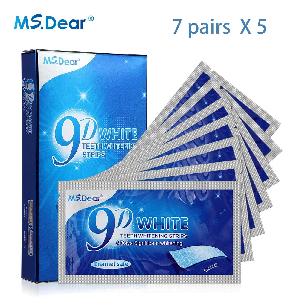 28-37-70 Pairs Set 9D Gel Teeth Whitening Strip White Tooth Dental Kit Oral Hygiene Care Strip False Teeth Veneers Whitening Gel Mint Scented Fresh Breath and Charming Smile