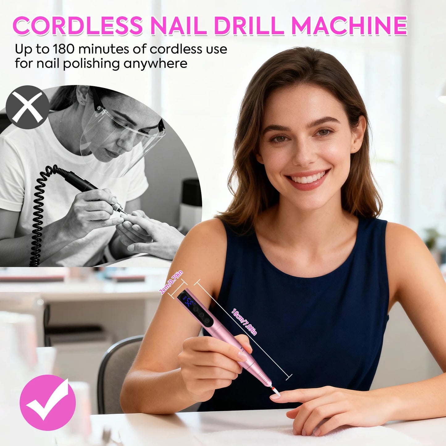35000RPM Rechargeable Portable Nail Drill Machine With LCD Display Nails Sander For Acrylic Gel Polish Professional Nail Tool