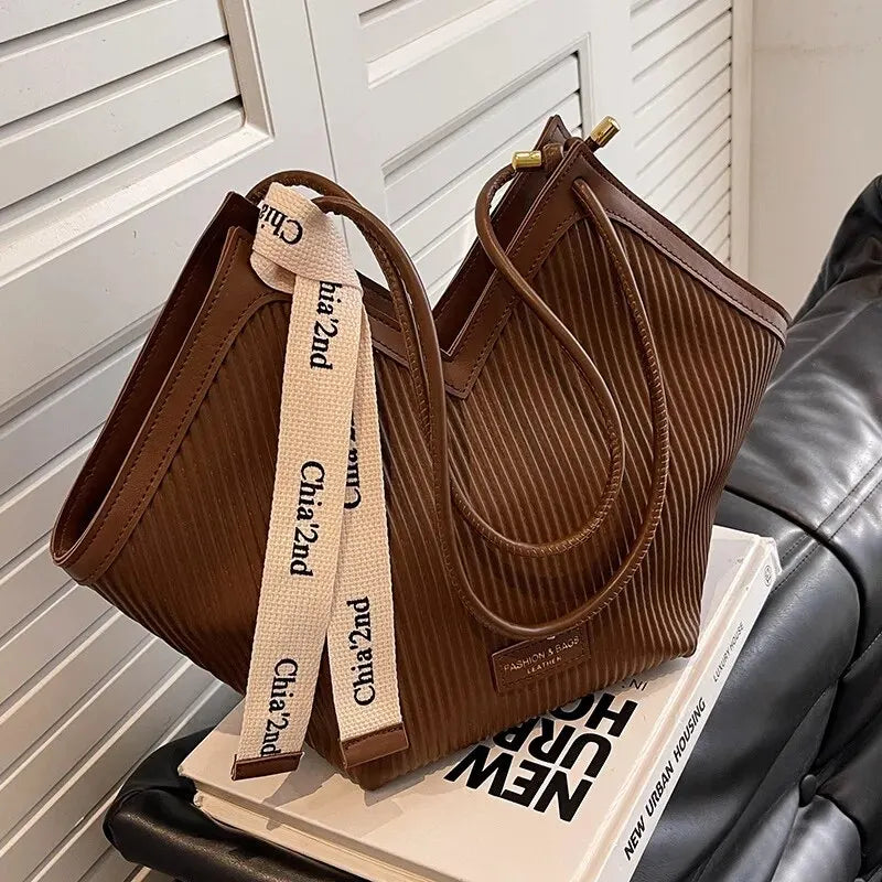 Big Bag Autumn and Winter New Women's Bag Casual All-match Canvas Bag Commuter Shoulder Bag Student Tote Bag