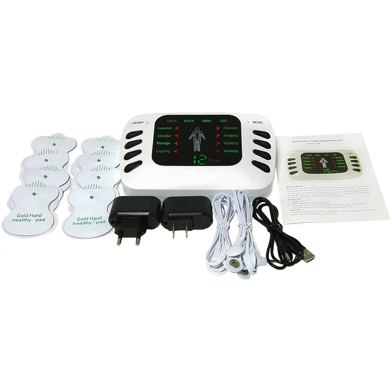 Full Set Electrical Muscle Stimulator + Slippers + Socks English Button Therapy Massage TENS Electronic Massager  Physiotherapy TENS Machine Health Care Supplies