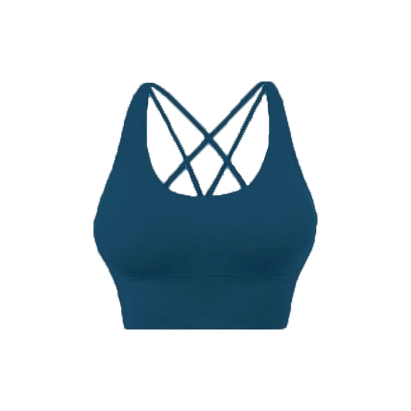 14 Colors S-XL New Push Up Sports Bra Yoga Vest  Cross Back Fitness Sexy Padded Top Gym Shock Absorbing Running Breathable Crop Top Sportswear