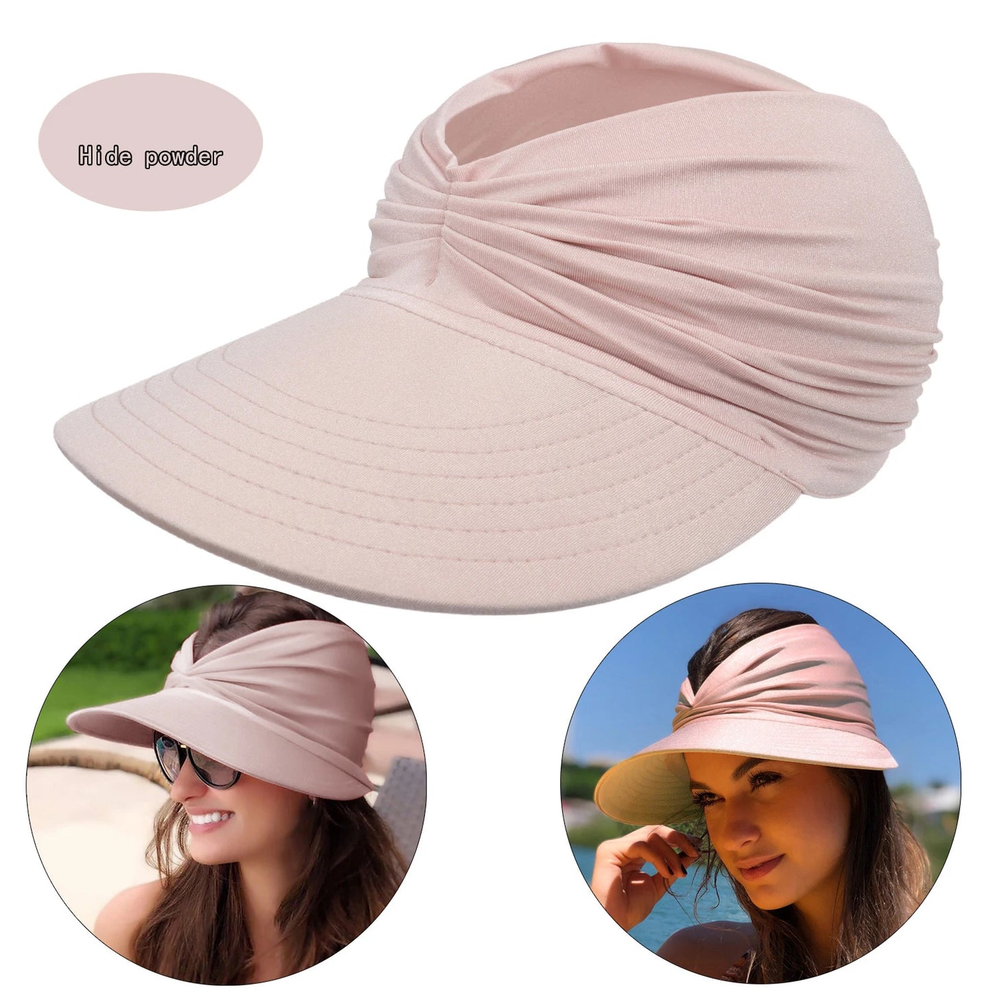 New Women Sun Visor Hat Wide Brim Summer UV Protection Beach Sport Cap For Women Packable Summer Beach Hats