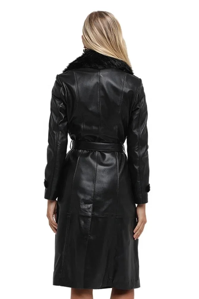 HOT SALE 8 Colors S-5XL Plus Size New Arrival Women's Genuine Sheepskin Leather Coat with Sheepskin  Knee-Length New Trending Breathable Waterproof Windbreaker Long Trench Ladies Winter Apparel Supplies.
