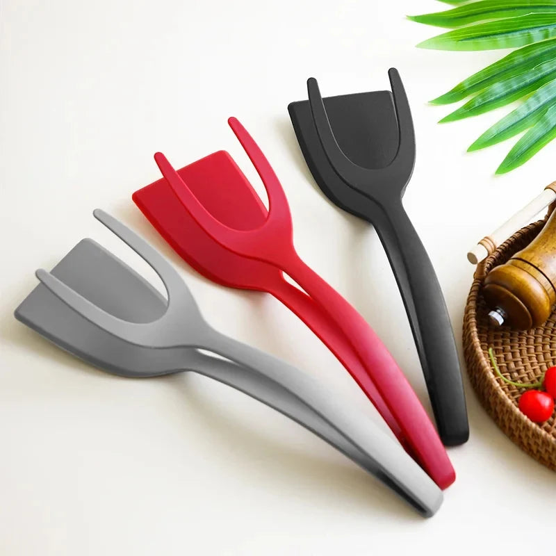 4 PCS Set 5 Colors  Egg Flipper Spatula Grip And Flip Spatula Tongs Silicone Egg Flipper Tool Fish French Toast Tongs Non-Stick Cooking Accessories Kitchenware Tools