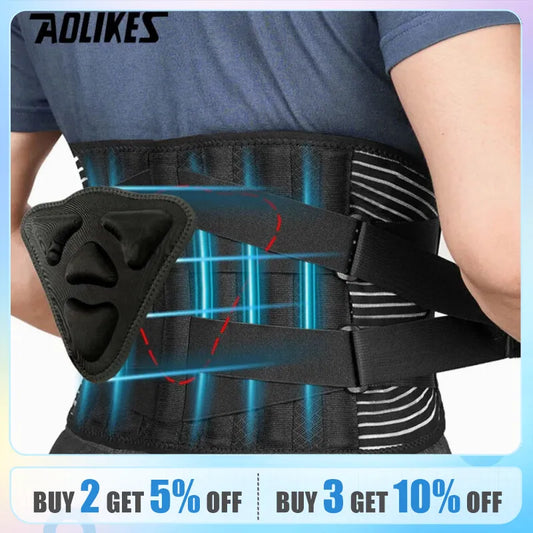 Lower Back Brace with 6 Stays Anti-skid Orthopedic Lumbar Support Breathable Waist Support Belt for Gym Pain Relief