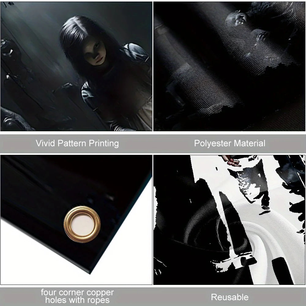 During Halloween to Celebrate the Holiday Season, Spooky Decorations - Spooky Halloween Banners with Ghosts and Candles Haunted House Decoration Supplies