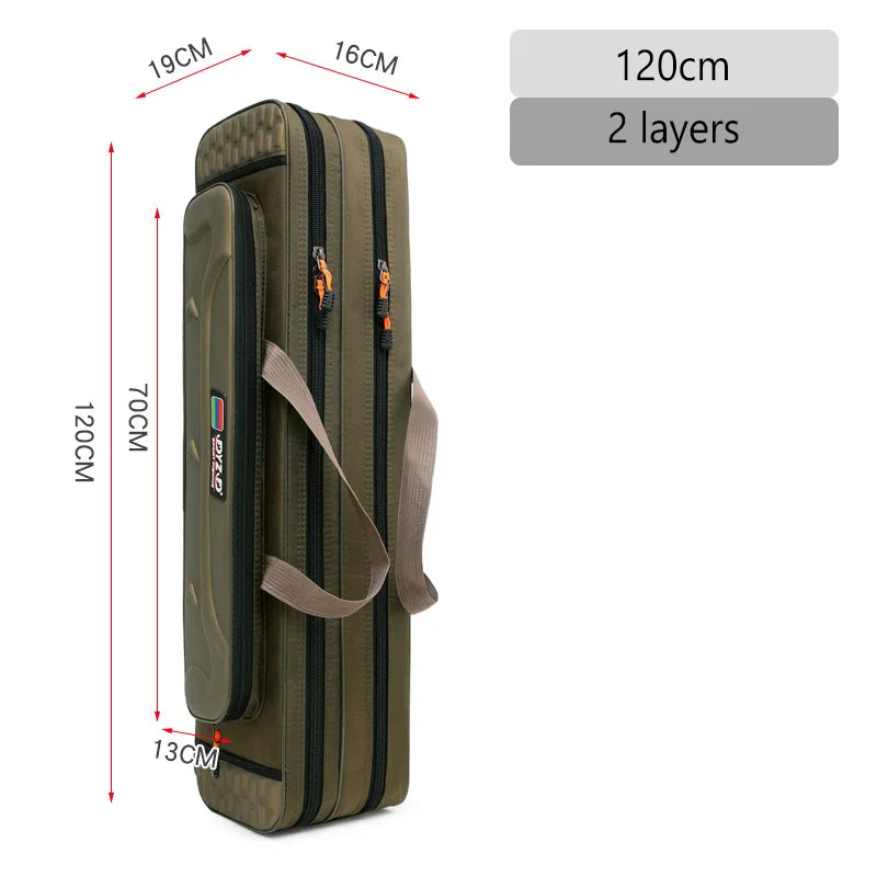 2/3/4 Layers Top Quality Multi-Functional Hard Spinning Fishing Rod Bag Carrier 2/3/4 Layers 80CM-130CM Fishing Tackle Lures Carrying Bags 1680D Oxford Reel Gear Storage Case Organizer Fishing Tools Supplies