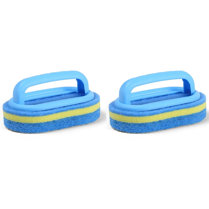 NEW 3PCS Set Sponge Cleaning Brush With Handle Bathtub Tile Scrub Brush Kitchen Bathroom Cleaning Sponge Brush Household Cleaning Supplies