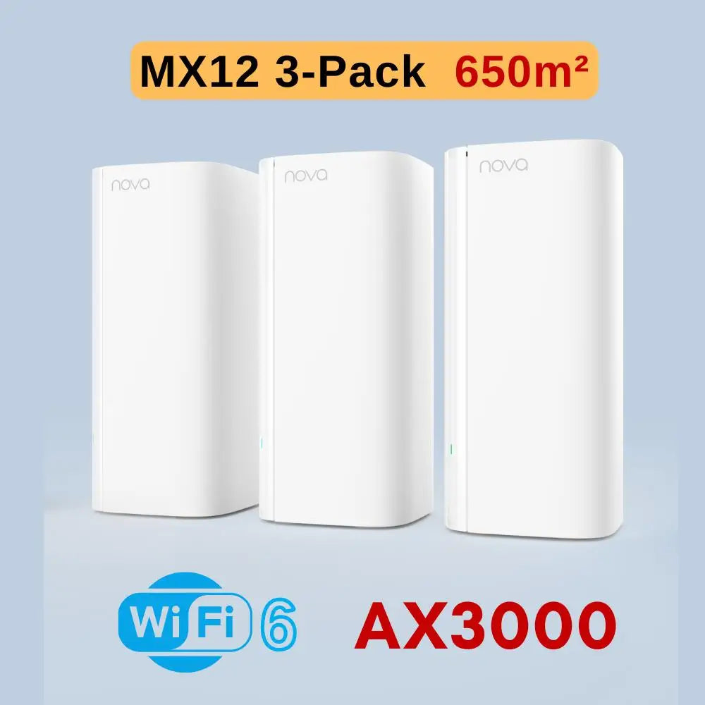 3 PCS Set 7000 SQ Ft NOVA Official AX3000 Wi-Fi6 Mesh System EX/MX12 Wireless Router Wi-Fi6 Mesh WI-FI Router Up to 7000 SQ .ft. Range Extender