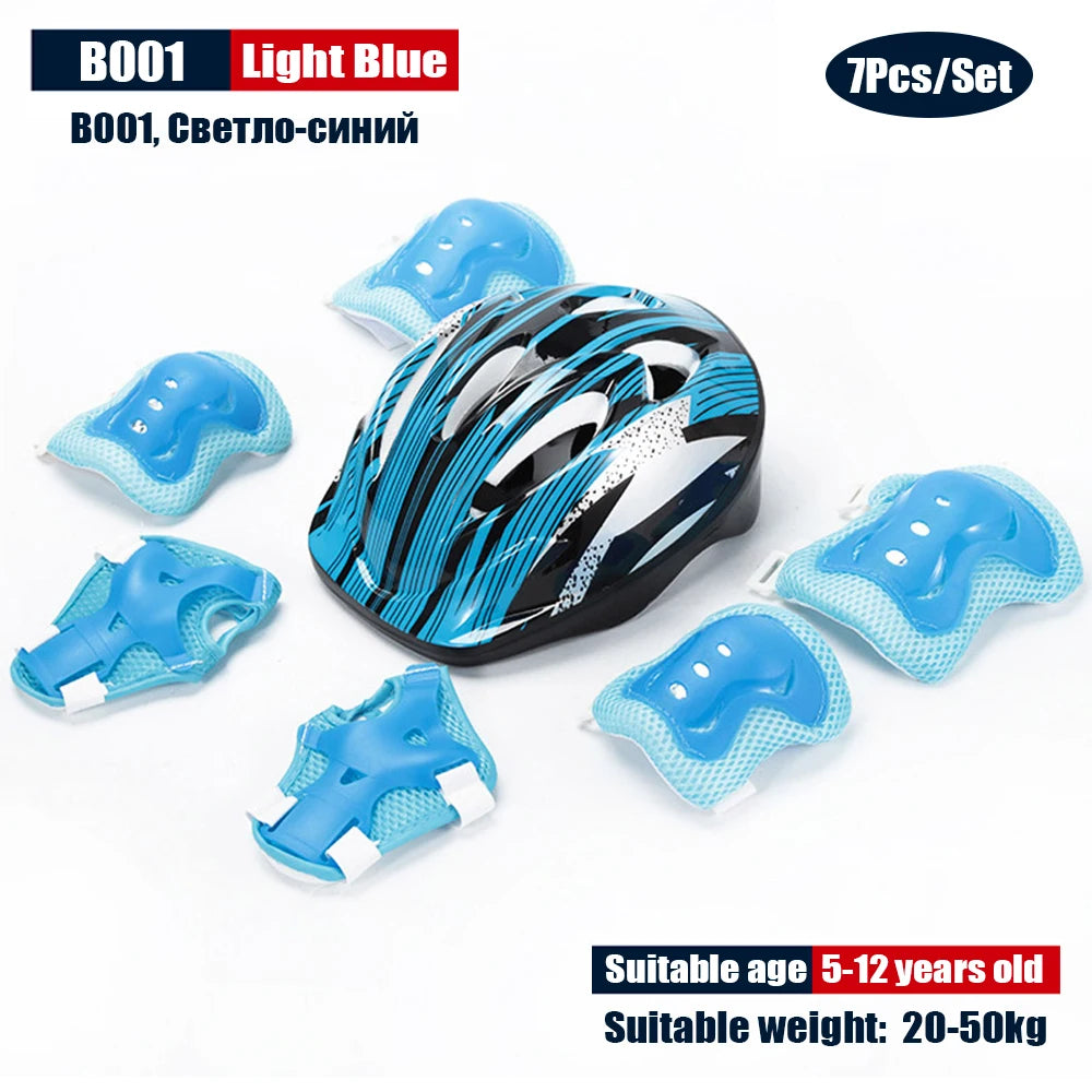 NEW SET Children Kids Adjustable Helmet Protective Gear Set Sports Knee Elbow Wrist Pads for Children Boys Girls Bike Skateboard Scooter Roller Outdoor Sports Supplies