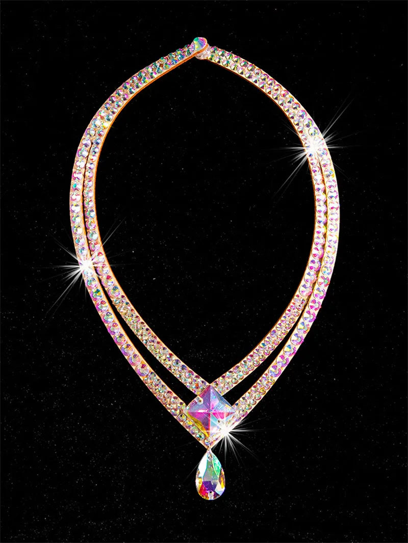 NEW Arrivals 18 Patterns Luxury Belly Dance Sparkle Necklace Jewelry Competition Dancer Accessory Shine Dancing Necklace Stage Performance Costume Egypt Show