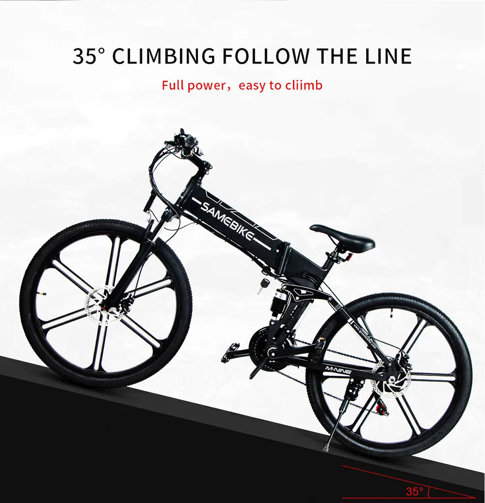 Folding Electric Bicycle 500W Powerful Motor 48V10AH Lithium Battery Snow Electric Bike 26-inch Tire Aluminum Alloy Frame E Bike