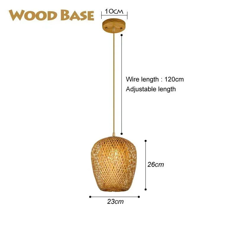 2025 Newest Bamboo Pendant Lamps Ceiling Lights Rattan Wicker Lustre Hand Knit Braiding Suspended Home Dining Braided Decor