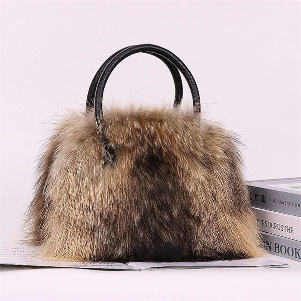 New Women's Clothing Designer Brand Luxury Real Fox Hair Large Capacity High-End Evening Party Business Dinner Handbag Charm Women's Fur Bag Purse Girls Ladies Luxury Fashion Apparel Accessories Clothing Supplies
