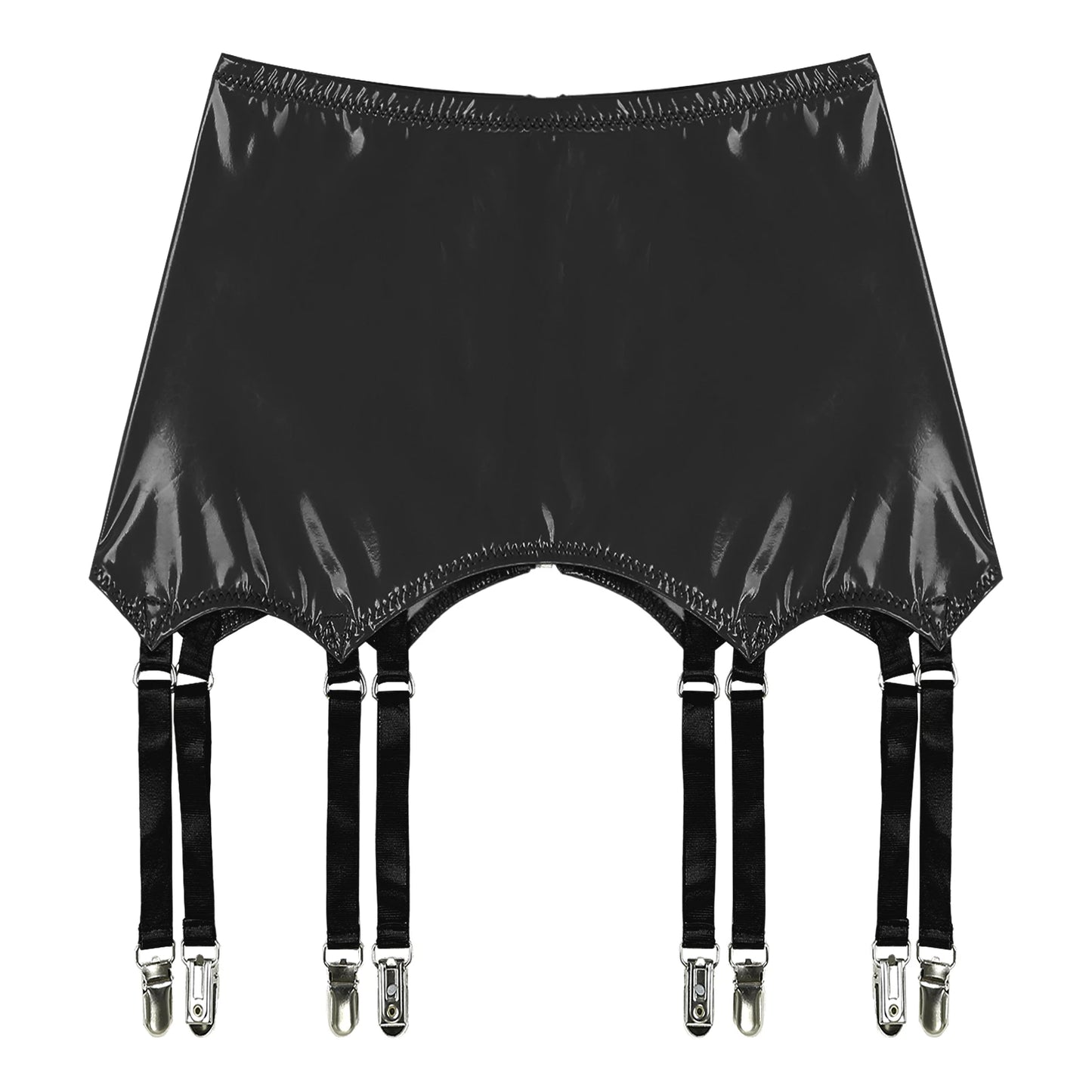 S-4XL Women Ladies Luxury Sexy Leather  Garters Suspender Belt Skirts Ladies Wet Look Mini Skirts Leather Garters with Metal Clips Clubwear Pole Dance  Costume Underwear Supplies Girls Female Luxury Lingerie Fashion Clothing