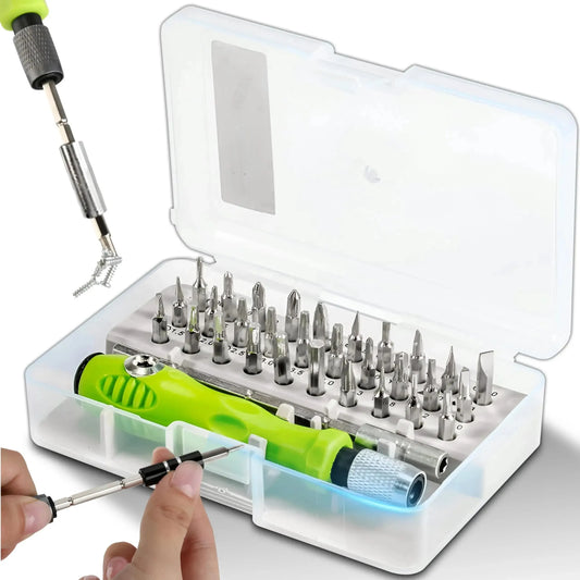 NEW Arrivals 32-in-1Set Precision Screwdriver Set Magnetic Phillips Bits Multifunctional Hand Repair Tool Kit for Phone Watch Glasses PC Laptop Tablets Repair Accessories Electronics Supplies