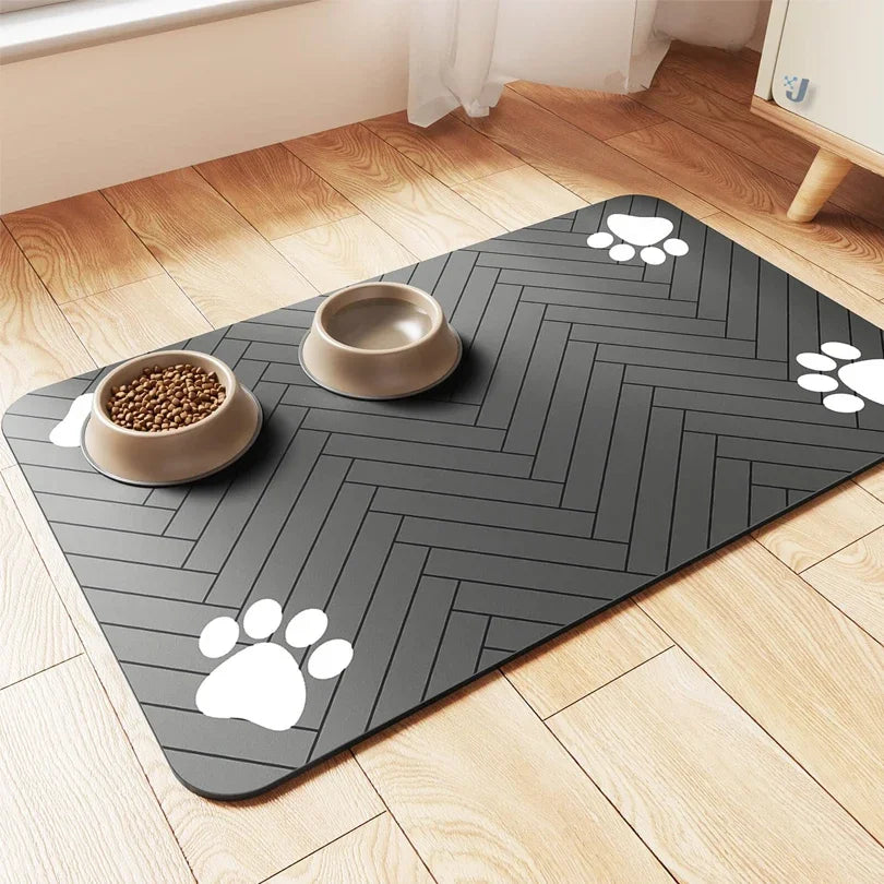 NEW Arrivals 40x60cm Pet Feeding Mat-Absorbent Pet Placemat for Food and Water Bowl, with Waterproof Rubber Backing, Quick Dry Water Mat for Dog Cat