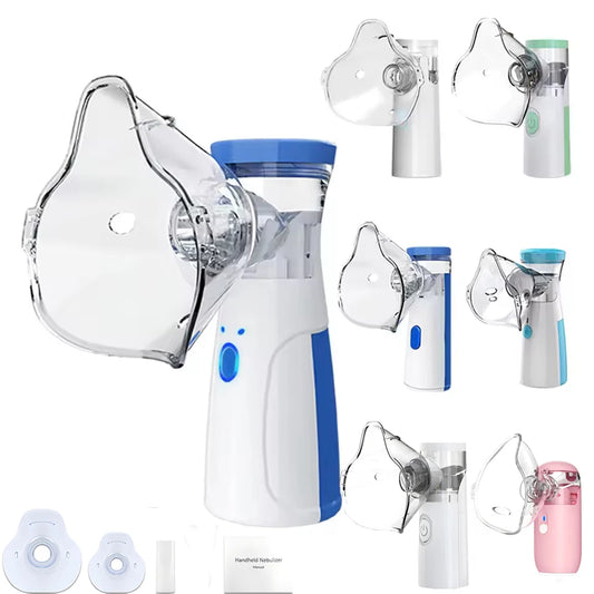 Blue/White Color Portable Mesh Medical Nebulizer USB Charging for Adults Children & Animals – Silent Ultrasonic Inhaler Fine Mist & Effective Absorption Health Care Accessories