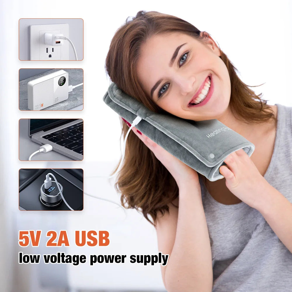 USB Heating Pad Electric Heated Mat Machine-Washable Ultra-Soft Microplush Pad for Back Pain and Cramps Christmas Gift