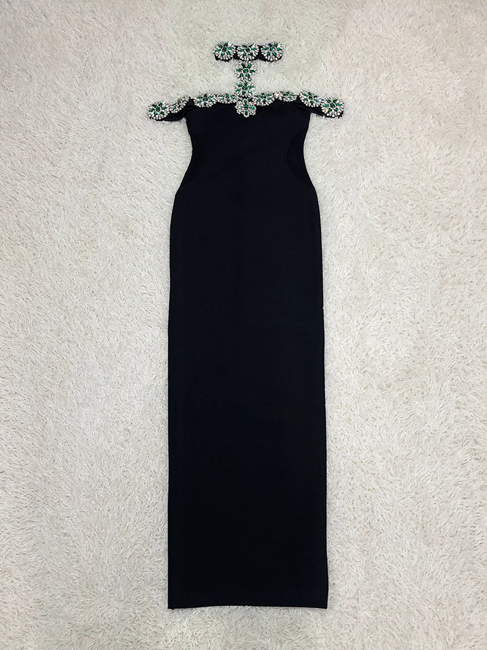 Low-Price Sales are Limited New Luxury Diamond Chain Halter Tight Maxi Bandage Dress Women's Girls Sexy Backless Business Dinner Celebrity Wedding Birthday Evening Party Gowns Female Ladies Luxury Fashion Clothing Supplies
