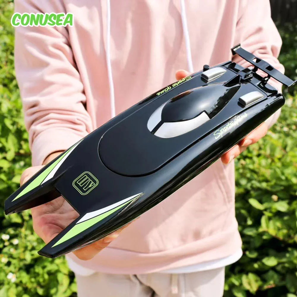 2.4G RC Silver/Black Color Boat 30Km/H High Speed 4 Channels Dual Motor 2CH Waterproof Remote Control Racing Ship Toy - 20Mins Battery for Kids & Adults River Lakes Sea Ocean Water Sports Supplies