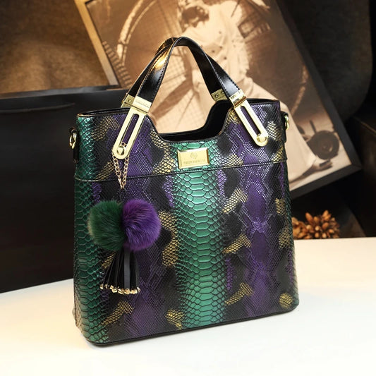 NEW Arrivals Luxury Cowhide Real Leather Women Handbags Fashion Female Chain Serpentine Portable Tote Bag Ladies Tassel Shoulder Messenger Bags