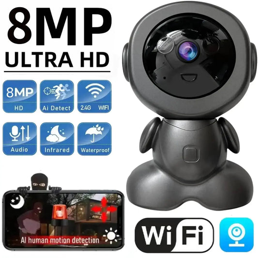 NEW Arrivals Robotic Camera 10 Features Voice Alarm 8MP 4K IP Camera Wi-Fi Surveillance Robot Camera HD Cloud Smart Home Two Way Audio CCTV Network Wireless Baby Monitor Camera