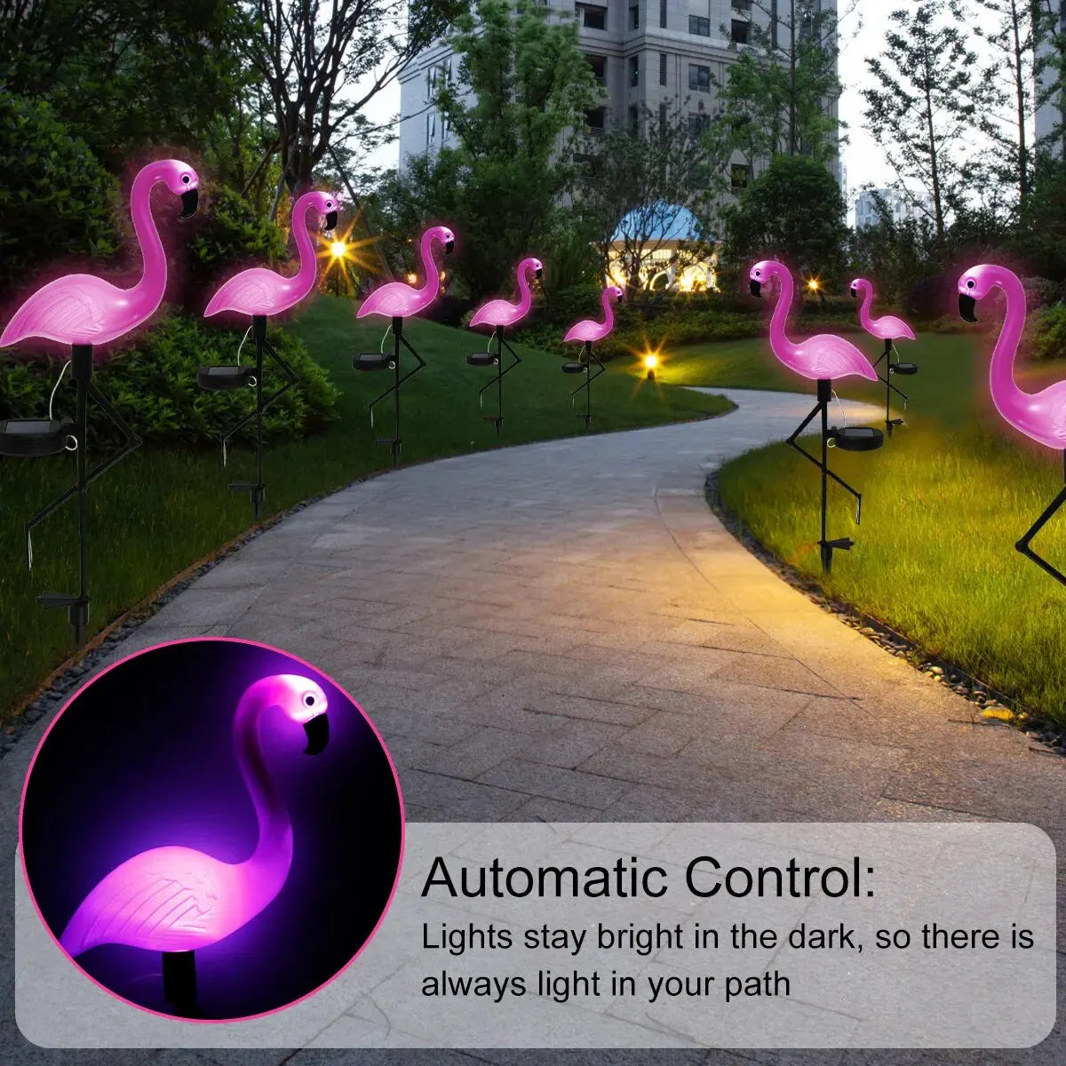Pink Flamingo Solar Light Outdoor Courtyard Decoration Light Waterproof Garden LED Patio Walkway Light with Lights Ground Lamp P