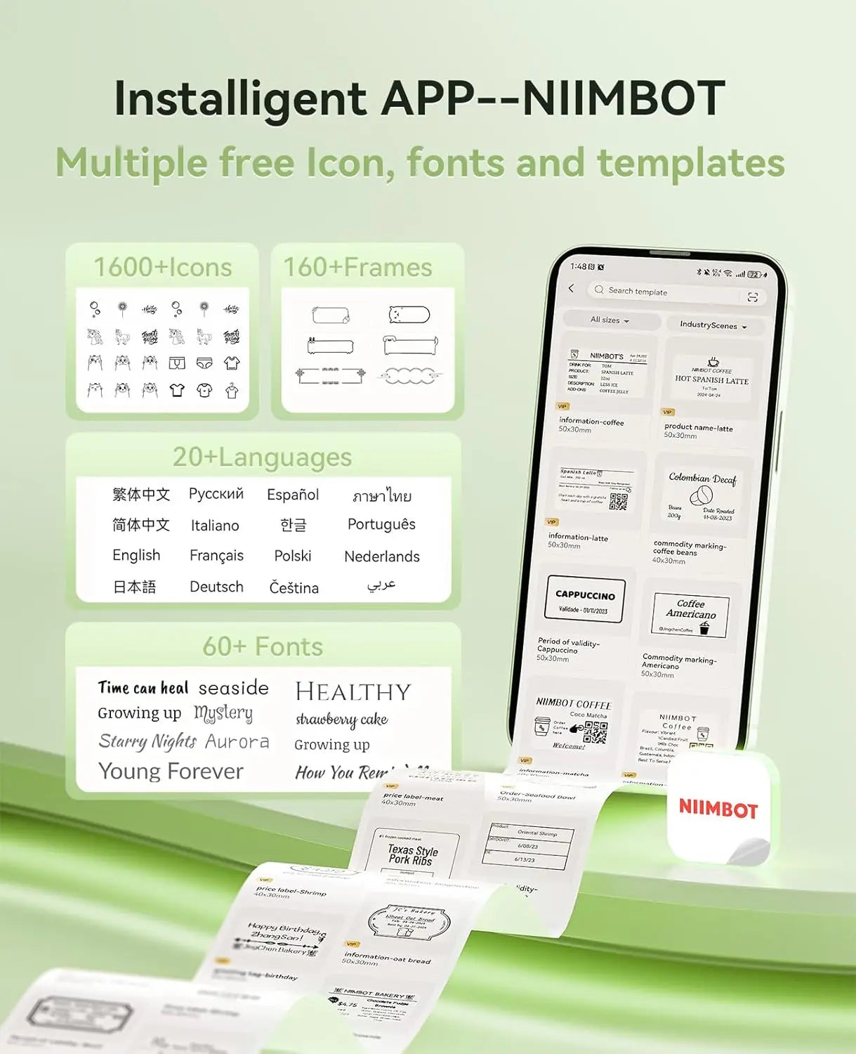 B21 PRO Mini Adhesive Label Printer Wireless Portable Thermal inkless Maker Photo Barcode Price Tag Sticker 200 300dpi