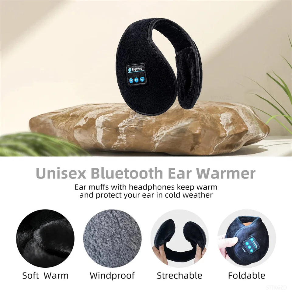 NEW Arrivals Wireless Black Ear Muffs Bluetooth Headphones Earmuffs Winter Earplug Casual Cap Sports Cycling Running Hiking  Riding Warmer Earmuff Men Women Music Earphones