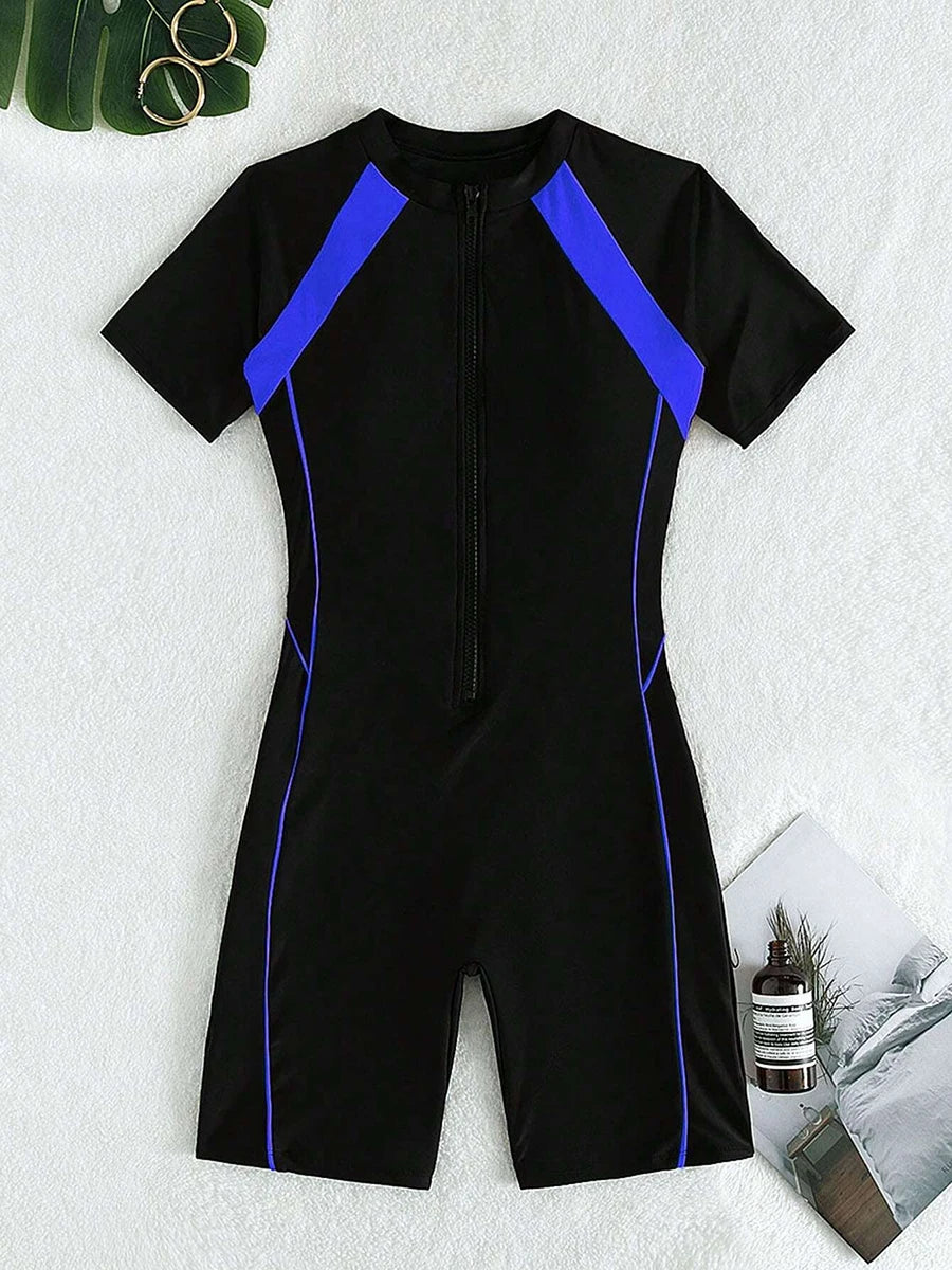 NEW Arrivals S-2XL Short Sleeve Surfing Swimsuit Slim Bodysuit Swimwear Women One Pieces Kayaking Snorkeling  Diving Clothes Bathing Swimming Swim Suit Water Sports Apparel Clothing Supplies