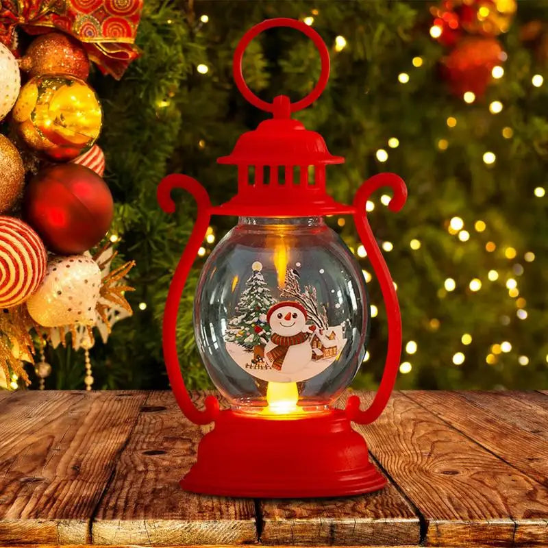 Christmas Lantern LED Lighted Snowman Lamp with Santa Claus Decorative Hanging Lanterns Christmas Snow Globes Gifts Decoration