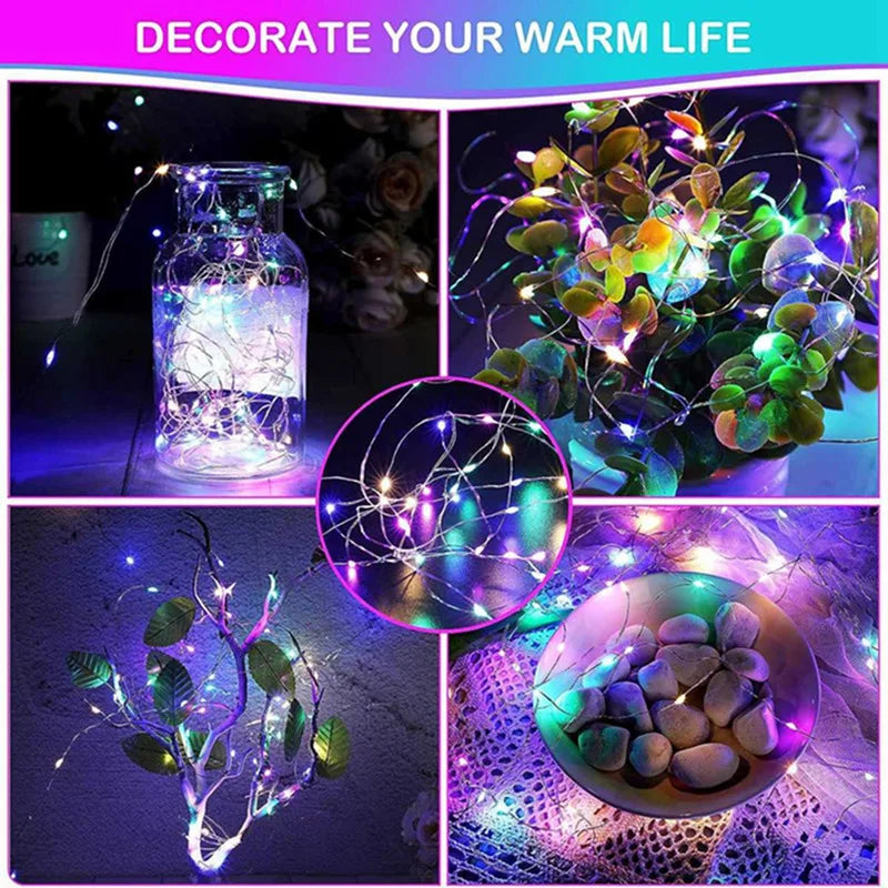 10-12M 1Pack Fairy Light String Led Copper Wire String Light  Battery Powered For Bedroom Garden Party Wedding Decoration