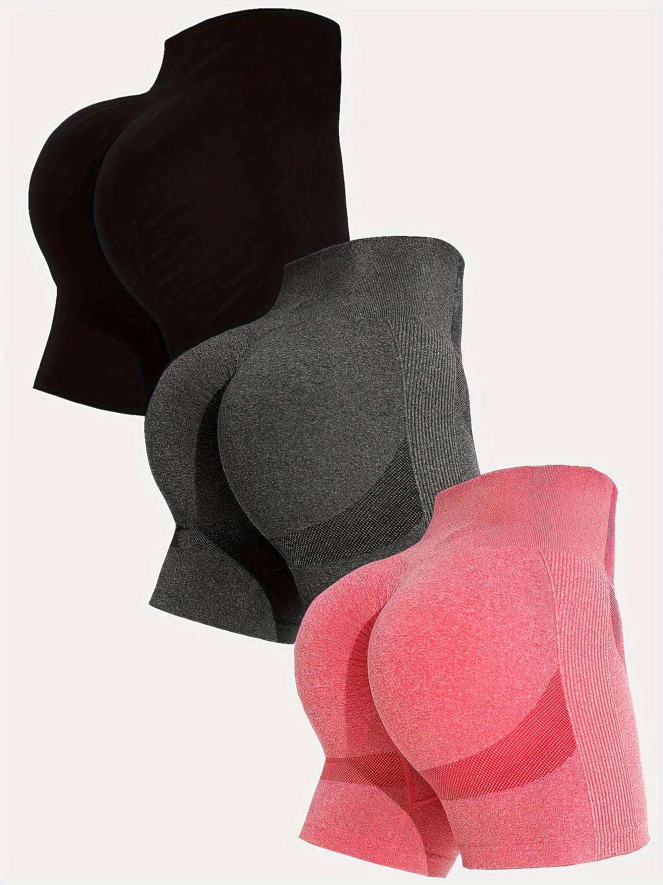 NEW Arrivals 3 Counts Women's Fitness Sportswear High Waist Tummy Control Yoga Shorts High Elastic Fitness Sportswear Outdoor Running Gym Shorts Sports Supplies