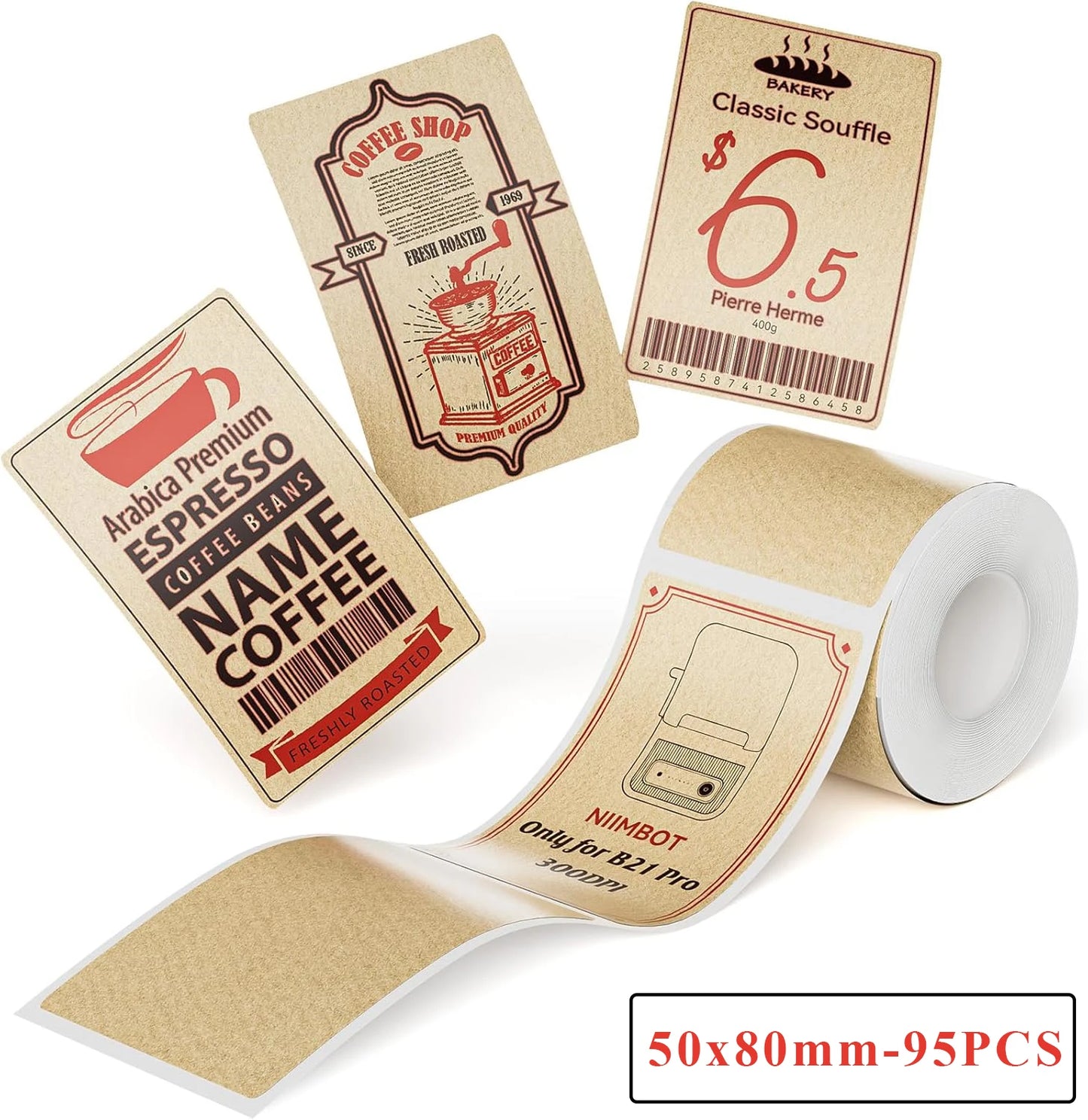 NEW Arrivals  Red & Black Dual Color Thermal Label Paper for B21 Pro Printer 300dpi Photo Paper With Adhesive Backing