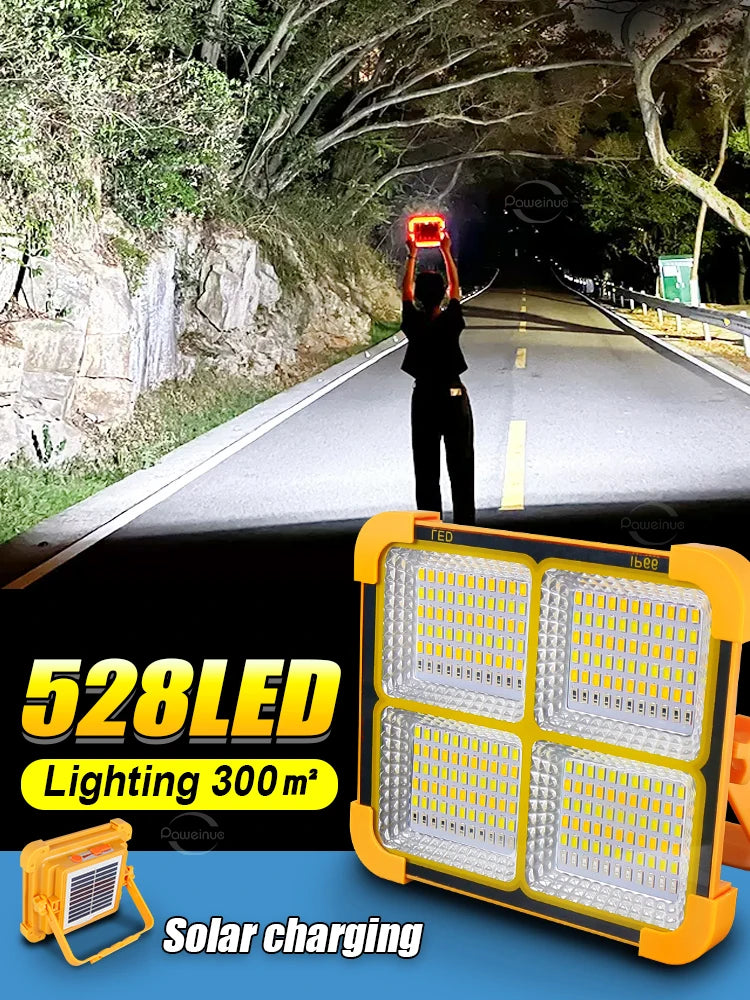 Solar Work Light Outdoor LED Solar Light 38000000LM Powerful External Solar Lamp Spotlights Emergency Camping Lawn Night Beach Party Light Hanging Lamp
