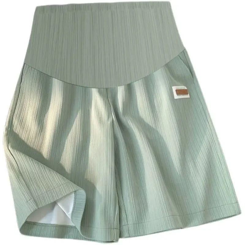 NEW Arrivals M-3XL Plus Size Black/Apricot/Light Green Maternity Shorts Summer Outdoor Hiking Thin Ice Silk Wide Leg Pants Loose Casual Straight Leg Mother Pregnancy Sports Clothing Supplies