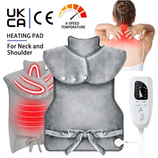 UK/ EU/US Plug Heating Pad for Back Pain Relief, Large Heating Pad for Neck and Shoulders, Heat Pad with 6 Heat Settings, Gifts for Women Mom Dad